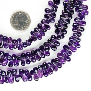 AAA+ Amethyst Faceted Drop Beads, Natural Purple Amethyst Faceted Beads, Amethyst Gemstone Beads for Jewelry, Amethyst Beads, Loose Beads