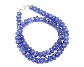 AAA Tanzanite Quartz Beaded Necklace, Tanzanite Smooth Rondelle Beads Necklace, Beaded Gemstone Necklace, Tanzanite Necklace, Gift For Her