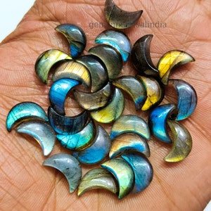 Söt labradorit månformad brioletter, naturlig labradorit slät månformad ädelsten, lösa handsnidade pärlor, halvmånepärlor 12 MM