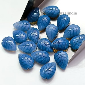 Beautiful Blue Opal Carved Leaf Gemstone, Crystal Leaf Carving Gemstone, Leaf Shape Beads, Hand Carved Leaf Beads For Jewelry Making 14mm