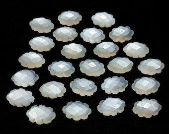 Flitsende witte maansteen wolkvorm edelsteen, gefacetteerde handgesneden edelsteen, gesneden edelsteen wolkkralen, gesneden kristallen wolkbedels 12 mm
