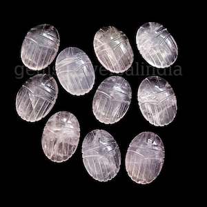 AAA Rose Quartz Scarab Shape Gemstone, Natural Rose Quartz Beetle Face Carvings, Carved Gemstone Beetle Beads, Egyptian Jewelry Making 18mm