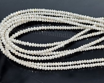 Natural White Diamond Beads 1.5mm-2.5mm White Diamond Faceted Rondelle Beads for Jewelry Making, White Diamond Rondelle, Fancy Diamond 38cm