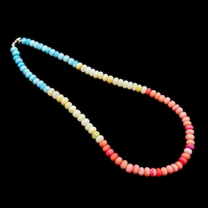 Gorgeous Natural Multi Color Opal Beaded Necklace, Opal Smooth Rondelle, Candy Opal Handmade Choker Necklace, Multi Color Opal Necklace Gift