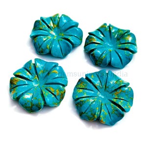 Tallas de piedras preciosas en forma de flor de turquesa de cobre AAA, piedras preciosas talladas en forma de flor de turquesa para hacer joyas, dijes de flores talladas en cristal de 20 mm
