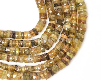 Natural Grossular Garnet Faceted Tyre Beads 6mm Garnet Wheel Shape Beads 16 Inch Garnet Heishi Beads Garnet Gemstone Bead Jewelry Making