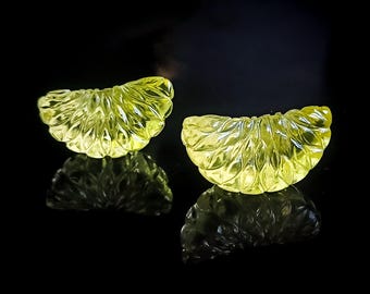 Natural Lemon Quartz Fruit shape Gemstone, Hand Carved Gemstone Fruit Pendant, Carved Crystal Fruit Charms, Loose Crystal Carvings 23mm SALE