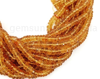 Natural Brandy Citrine Rondelle Faceted Beads 4.25-6MM Citrine Gemstone Beads Citrine Rondelle Beads for Jewelry Making Wholesale 16 Inch