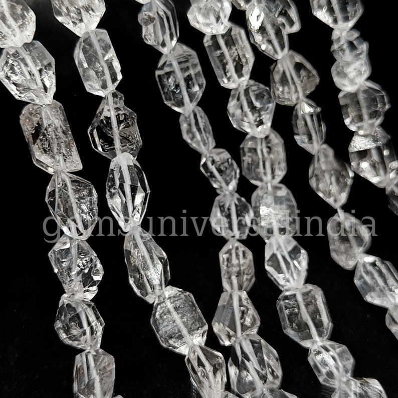 Cuentas de diamantes Herkimer de calidad suprema, cuentas Herkimer perforadas rectas, cuentas de cuarzo Herkimer para joyería, cuentas de pepita de diamante sin cortar, 8 imagen 9