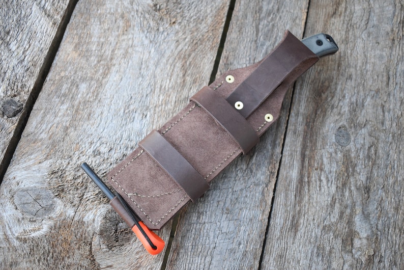 Bushcraft Knife Sheath, Leather Knife Sheath, Horizontal Carry Sheath