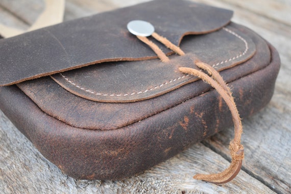 Leather Shoulder Bag, Black Powder Possibles Bag, 18th Century Hunting Bag or Leather Shooting Bag