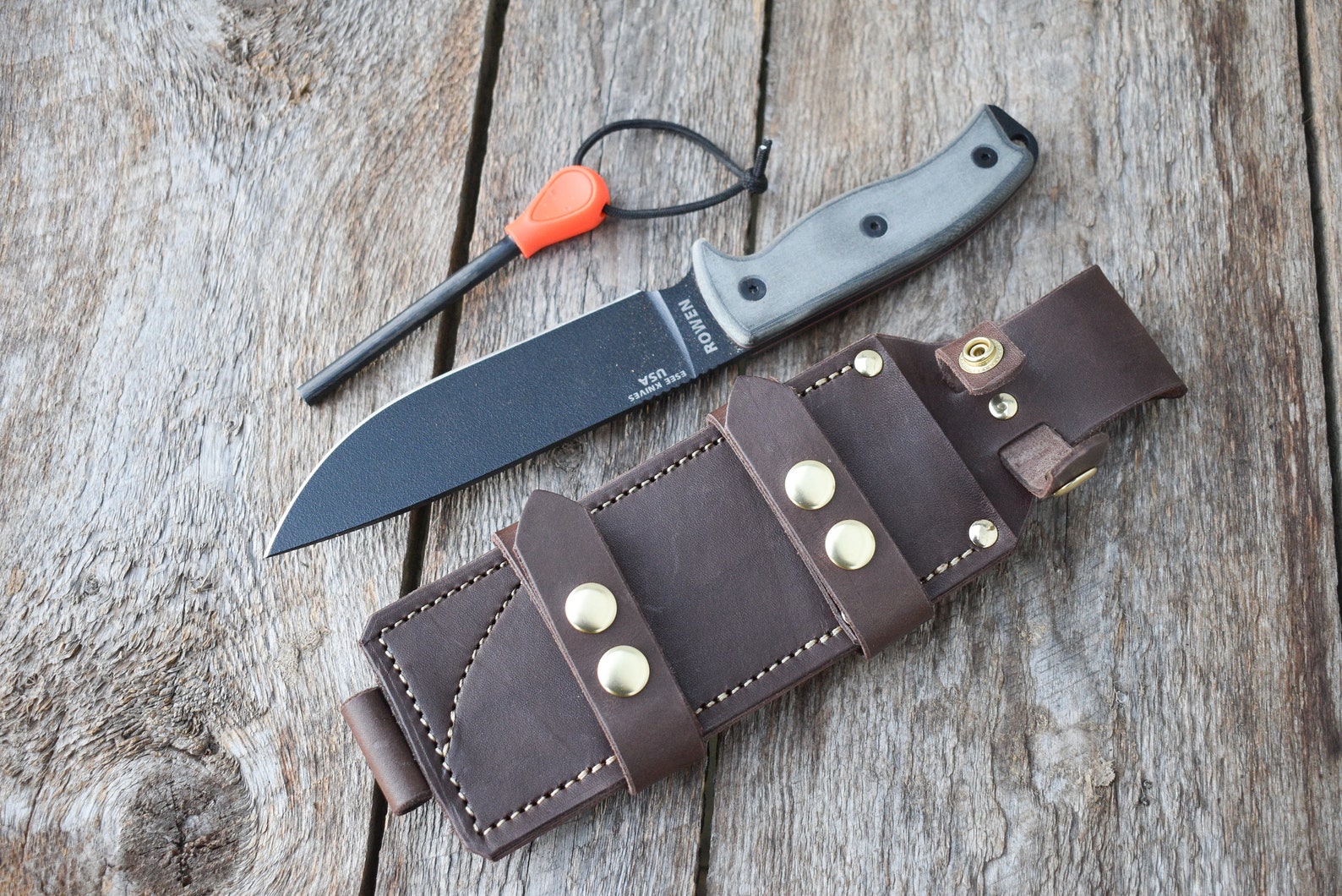 Bushcraft Knife Sheath, Leather Knife Sheath, Horizontal Carry Sheath