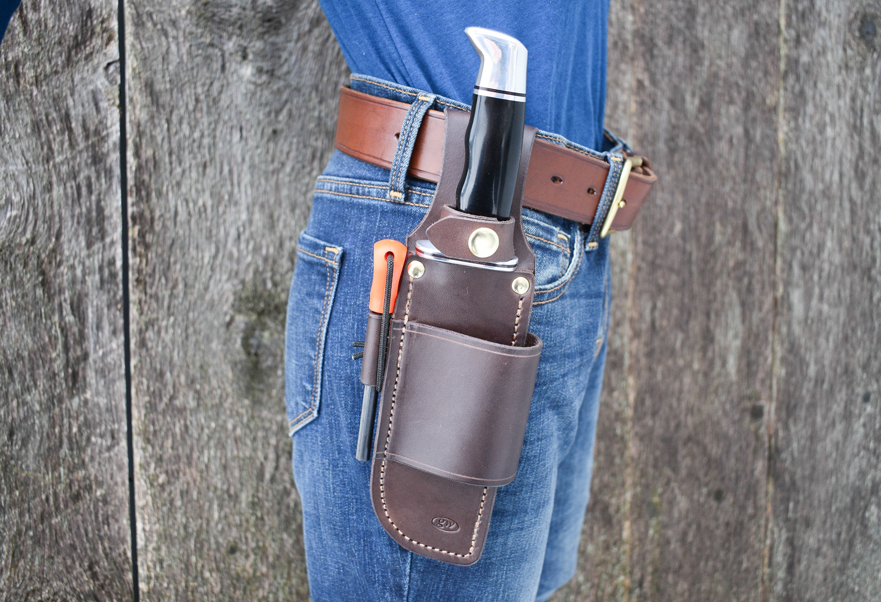 X1 Gunmetal | Brown Leather Gun Belt