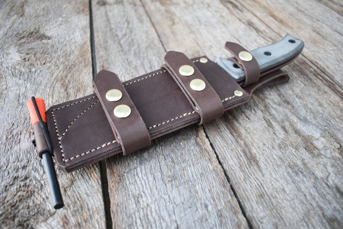 Bushcraft Knife Sheath, Leather Knife Sheath, Horizontal Carry Sheath