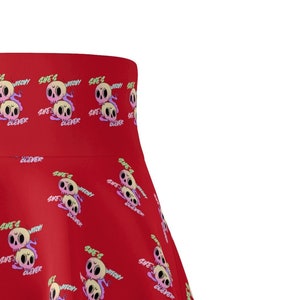 Halloween Skirt. Red skirt for women w/ double skulls.  Full circle skater skirt for Fall &#39;n Halloween.  Witchy a little, high waist