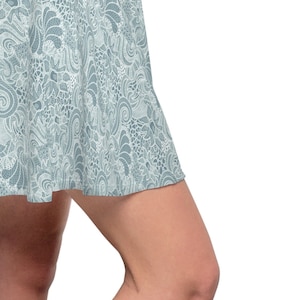 White Lace over Teal.  Cute Women&#39;s Circle Skirt for women and teens too.  Vintage lace pattern over modern dusty teal.base,  skater skirt.