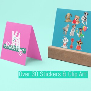 30 Dog Sticker PNG Bundle. Cartoon, Decals, Cute Kawaii dogs, realistic dog decals, car bumper stickers, 'n transfer quality. Sticker Shop
