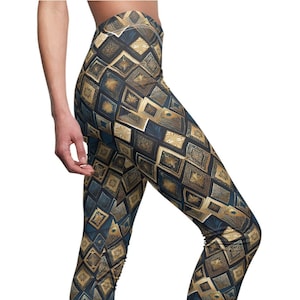 Women&#39;s Leggings... Geometric Diamonds with unique details in Feel Good Earth-tones. Suitable for casual and a bit dressy too, Free Shipping