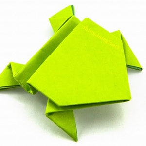 Frog Origami Ki! Illustrated Jumping Frog Instructions, 45 lux/cute origami papers w/cut 'n fold lines, Bonus: "Man I Love Frogs" Transfer!