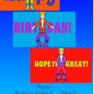 Happy Birthday Video Cards w/ Stereo Music, 8 Animated Greeting Cards / Birthday E Card Set. 3 Personalized! Musical Birthday Card will be