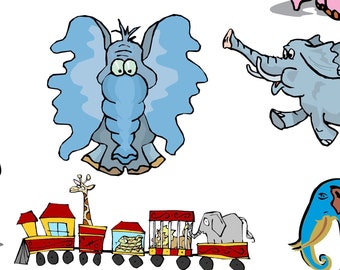 "Geburtstagsbanner ""Elefant"", Partygeschenke und Clip Art (digitaler Download)"