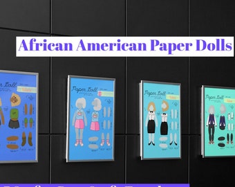 African American Paper Doll Set, Dress-Up Clothes, Paper Pets (Printable PNG)