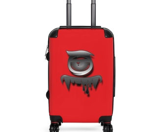 Carry On Suitcase w/Steampunk Features! Bold Sharp Luggage w/ 360 degrees wheels, tons of features!  Red/Black, Design by Linki Designs