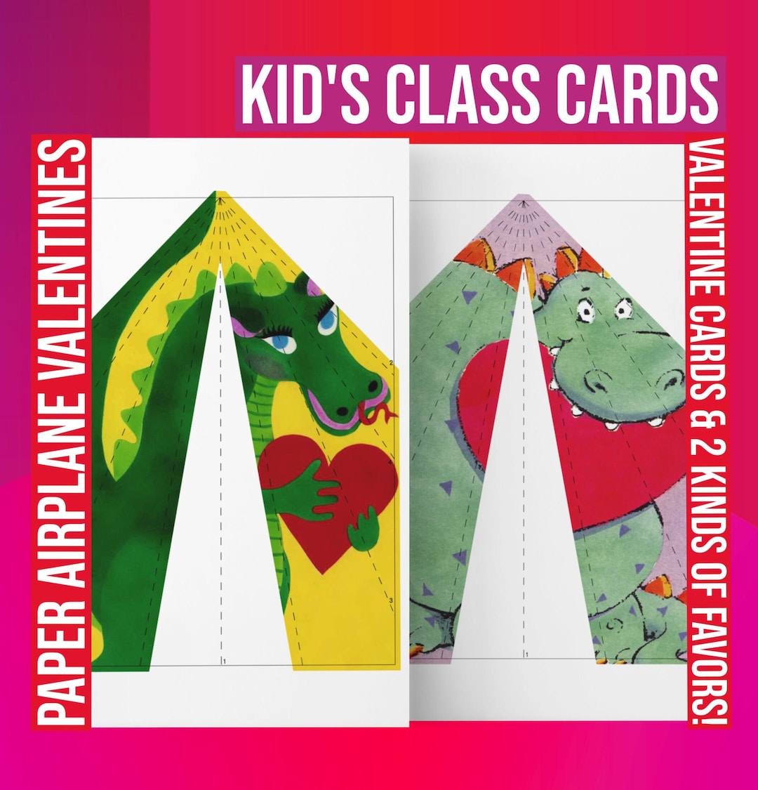 Valentine's Day Class Cards. Over 40 Printable Valentine Paper Airplane ...