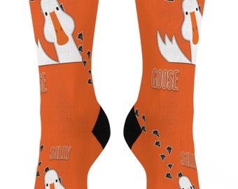 Dumme Gans Socken! Orange Premium-Socken mit Kissen für weiches, bequemes Tragen ... Fun Crew Socken sind lustige Unisex-Socken mit KOSTENLOSER Lieferung!