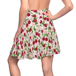 Women&#39;s / Teens Skater Skirt, Cherry &#39;n Cherry Blossoms floral.  Slimming high waisted skirt,  short skirt, 3 seasons wear, Come see!