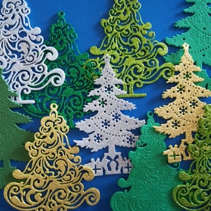 10 alberi in gomma ev10 pezzi fustellati in fommy, foam, gomma Eva, alberi di Natale, abeti.
