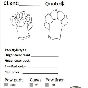 Fursuit Hand Pfote Ref Sheet PDF