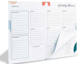 Weekly Planner Pad Tear Off - 52 Undated Weekly Planner, Weekly To Do List Notepad, Full Year Productivity Planner, Weekly Desk Planner