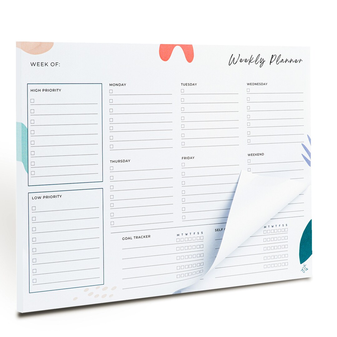 Weekly Planner Pad Tear off 52 Undated Weekly Planner, Weekly to Do