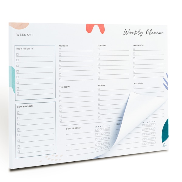 Weekly Planner Pad Tear Off - 52 Undated Weekly Planner, Weekly To Do List Notepad, Full Year Productivity Planner, Weekly Desk Planner
