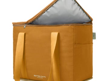 XL Insulated Reusable Grocery Bag – 12 oz Canvas, Zippered Top