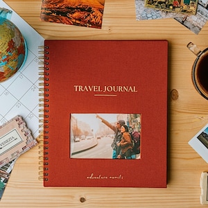 Linen Travel Journal with Photo Window - Undated Trip Diary