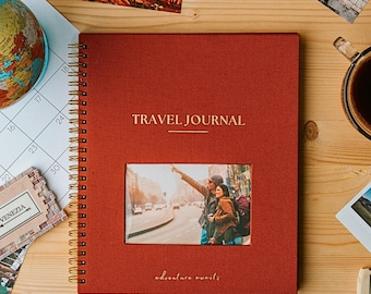 Linen Travel Journal with Photo Window - Undated Trip Diary