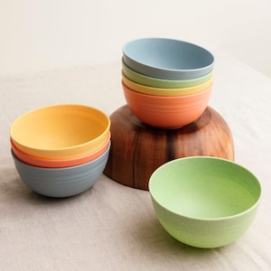 Wheat Straw Bowls Set of 8, Colorful Unbreakable Bowls