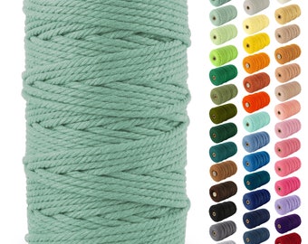 May include: A spool of light green cotton rope, with a variety of colors of the same rope displayed in the background.