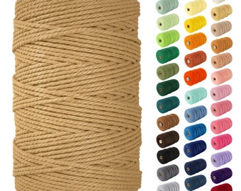 3mm Macrame Cord 220 Yards - Macrame Rope Perfect for Knots - Supplies for Wall Hangers & Boho Decorations - Cotton String