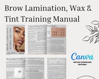 2023 Brow Lamination & Tint Manual, Brow wax, Brow Lift Manual, Consent Form, Brow Masterclass Training Editable Template, w/ REAL Content