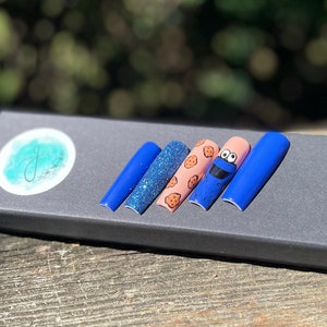 Blue Monster Press On Nails