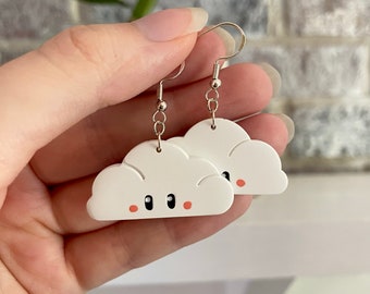 Cute Cloud Earrings, Cloud Earrings, Handmade Clay Earrings, Lightweight Earrings, Unique Earrings