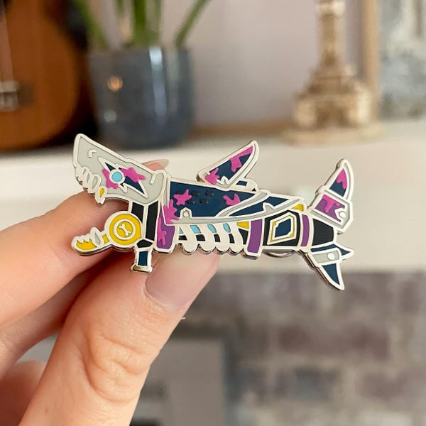 SECONDS GRADE ***** Shark Launcher Enamel Pin, Jinx Arcane Pin, Hard Enamel Pin, Pin Collection, Backpack Pin, Lapel Pin, Hat Pin
