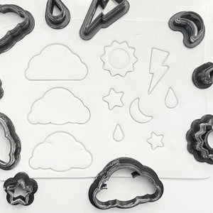 Cloudy Cutter Collection,  Moon and Star Clay Cutters, Fondant Cutters, Cookie Cutters, Unique Clay Cutters