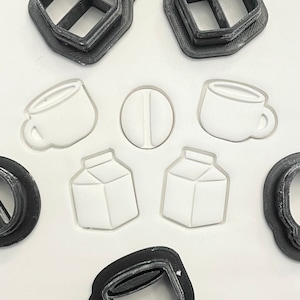 Latte Cutter Collection, Coffee Clay Cutters, Fondant Cutters, Cookie Cutters, Unique Clay Cutters