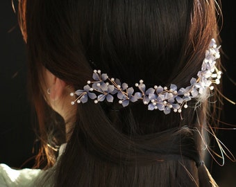 Purple Hair Vine, Bridal Hair Vine, Flower Hair Piece, Vintage Hair Comb, Wedding Hair Jewelry, Hanfu Hairpiece