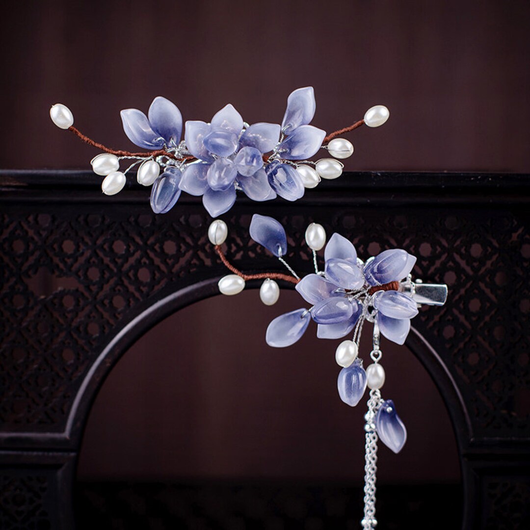 Purple Tassels Hairpin Side Hair Clip Archaic Hair Stick Etsy