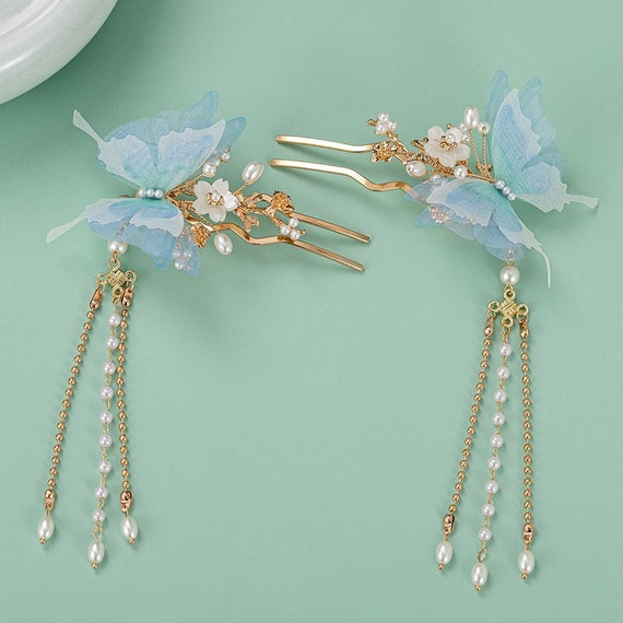 Buy Tassel Hair Fork Butterfly Hair Jewelry Hanfu Bun Holder
